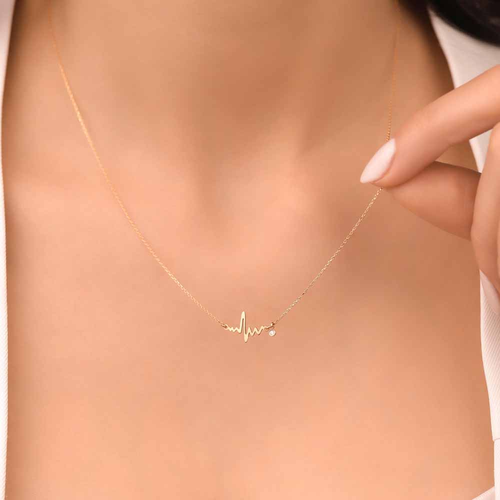 0.02 Karat Pırlantalı Ritim Tasarım Hediyelik Kolye  - FP06623