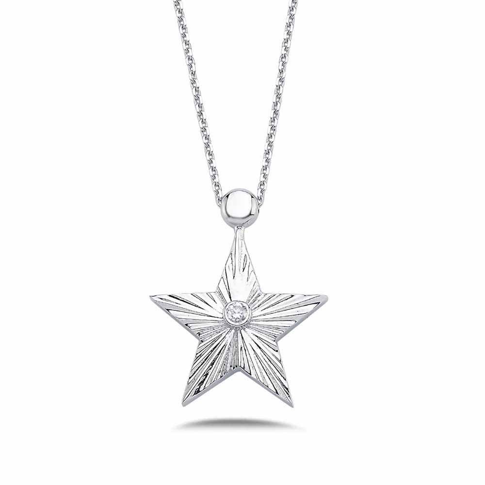 0.02 Karat Pırlantalı Yıldız Hediyelik Kolye  - FP06592