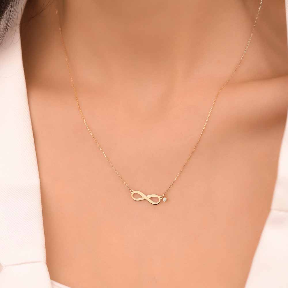 0.03 Karat Pırlantalı Sonsuzluk Hediyelik Kolye 