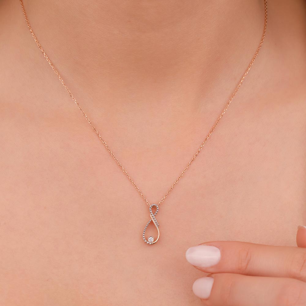 0,04 Karat Pırlanta Sonsuzluk Tektaş Kolye - LP03629