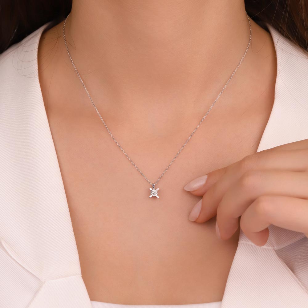 0,05 Karat Laboratuvar Pırlantalı Tektaş Kolye - FP04076