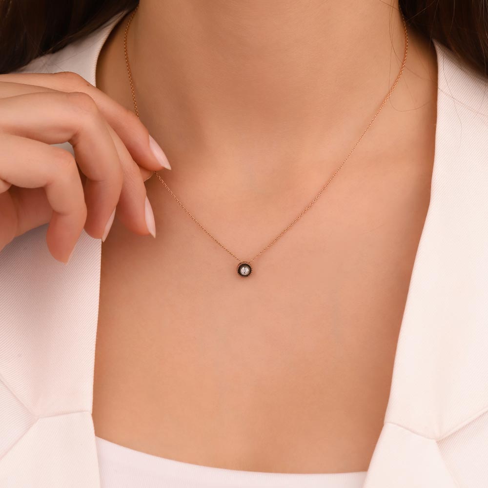 0,06 Karat Pırlanta Yuvarlak Taşlı Elmas Kolye - LP02853
