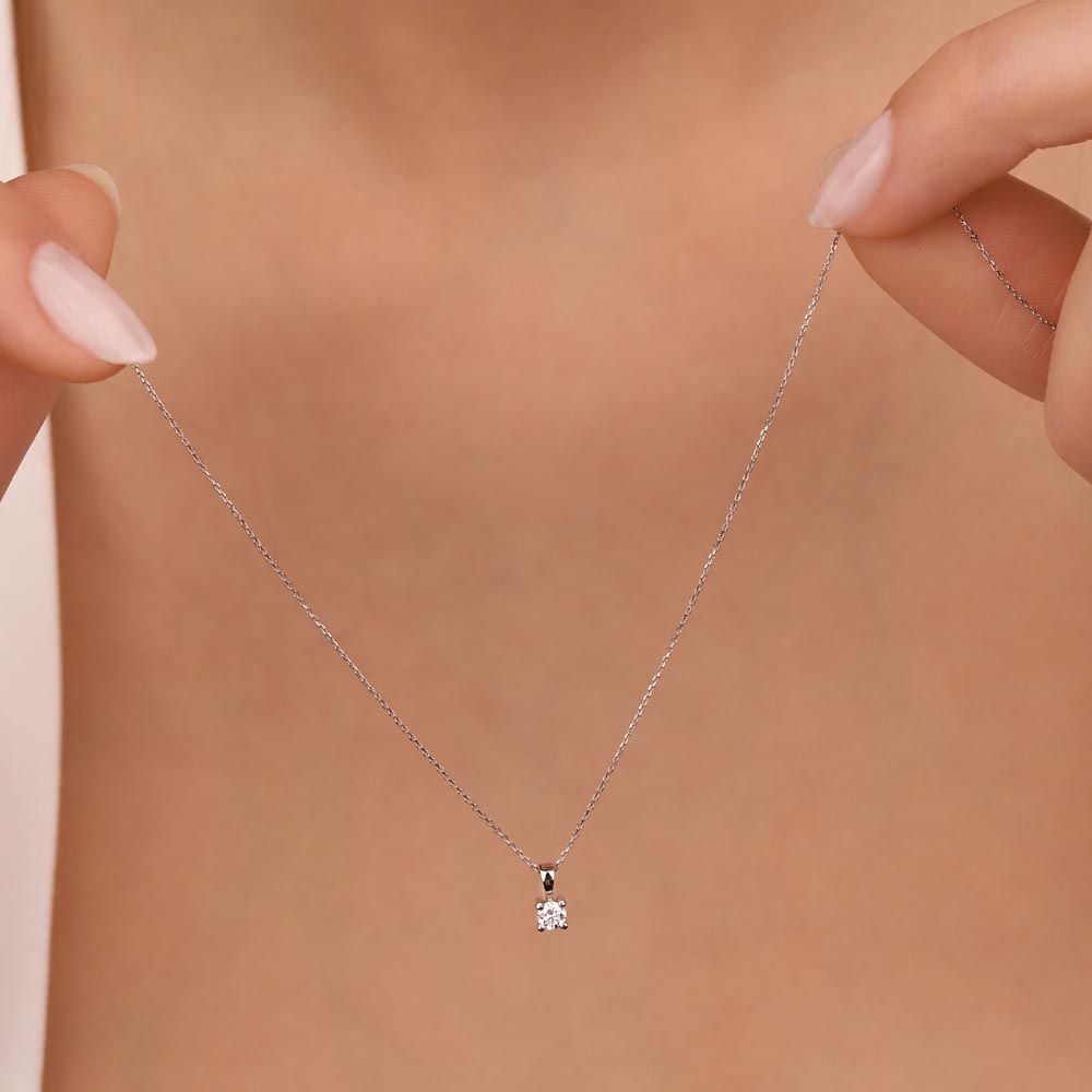 0,10 Karat Laboratuvar Pırlantalı Tektaş Kolye - FP03338