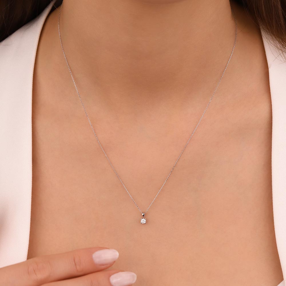 0,10 Karat Laboratuvar Pırlantalı Tektaş Kolye - FP03338
