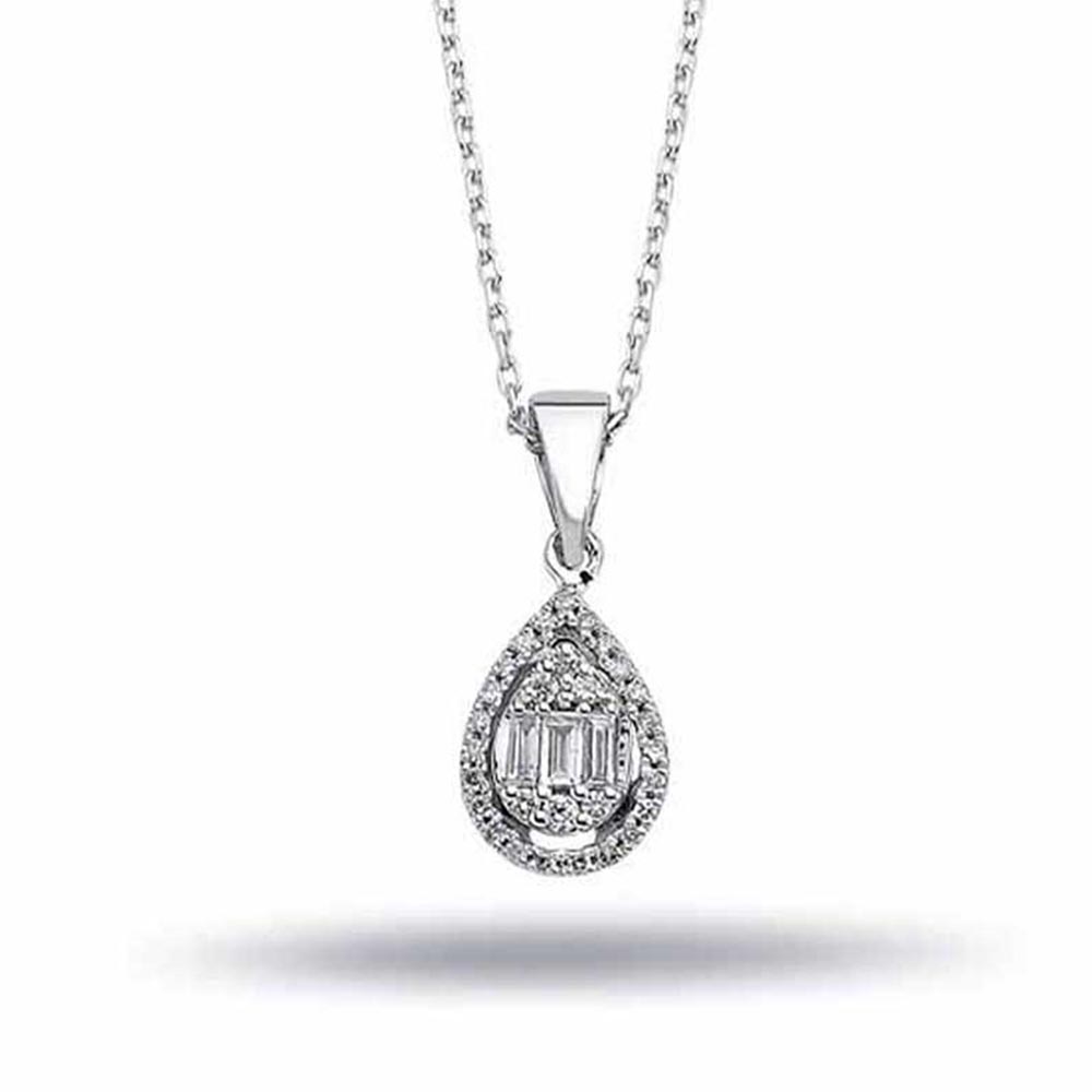 0,14 Karat Pırlanta Damla Baget Kolye - LP05726