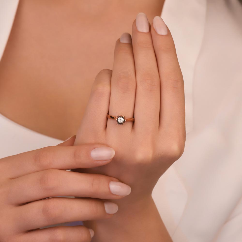 0,14 Karat Pırlantalı Tektaş  Elmas Yüzük - LP02620