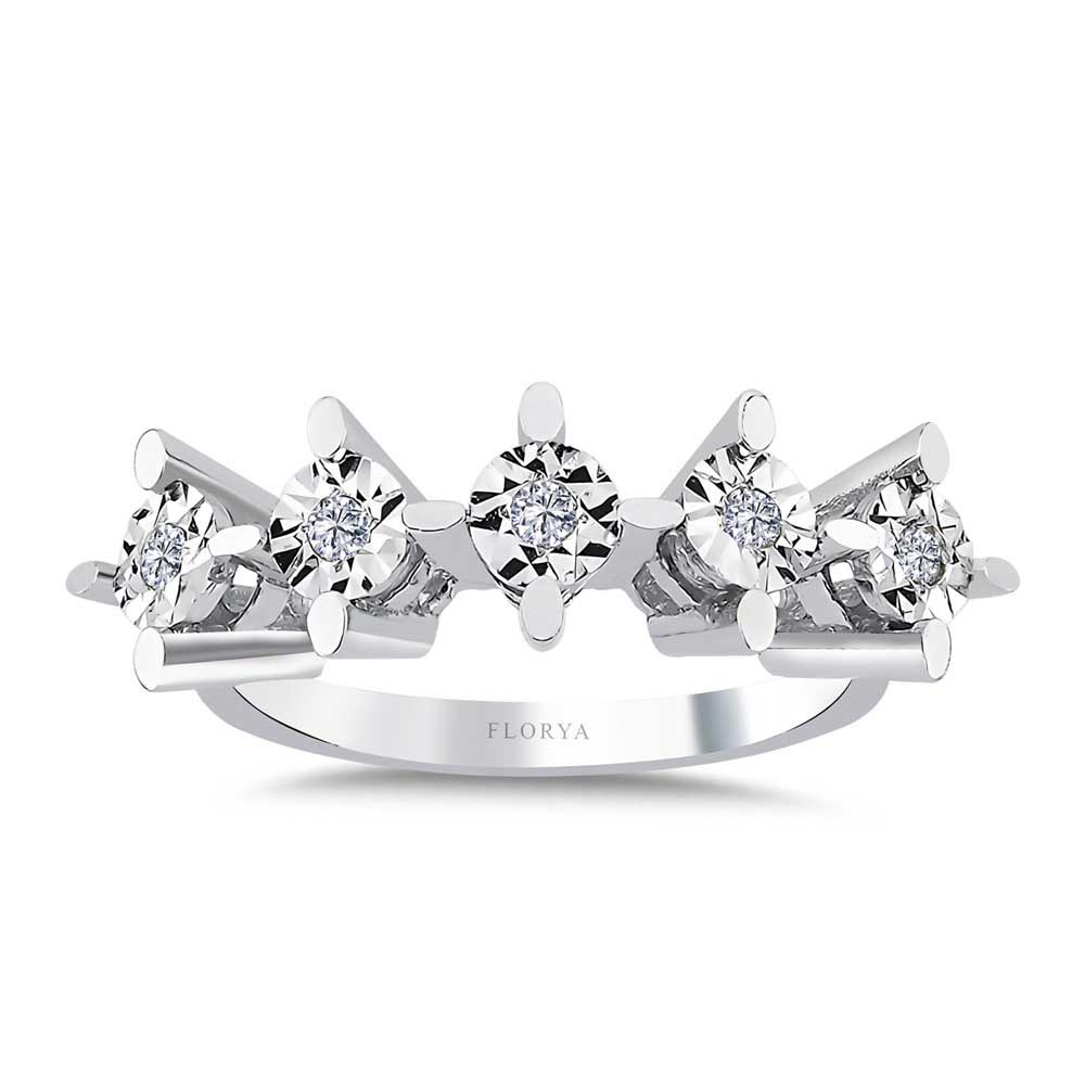 0.15 Karat Kalem İşlemeli Beştaş Pırlanta Yüzük