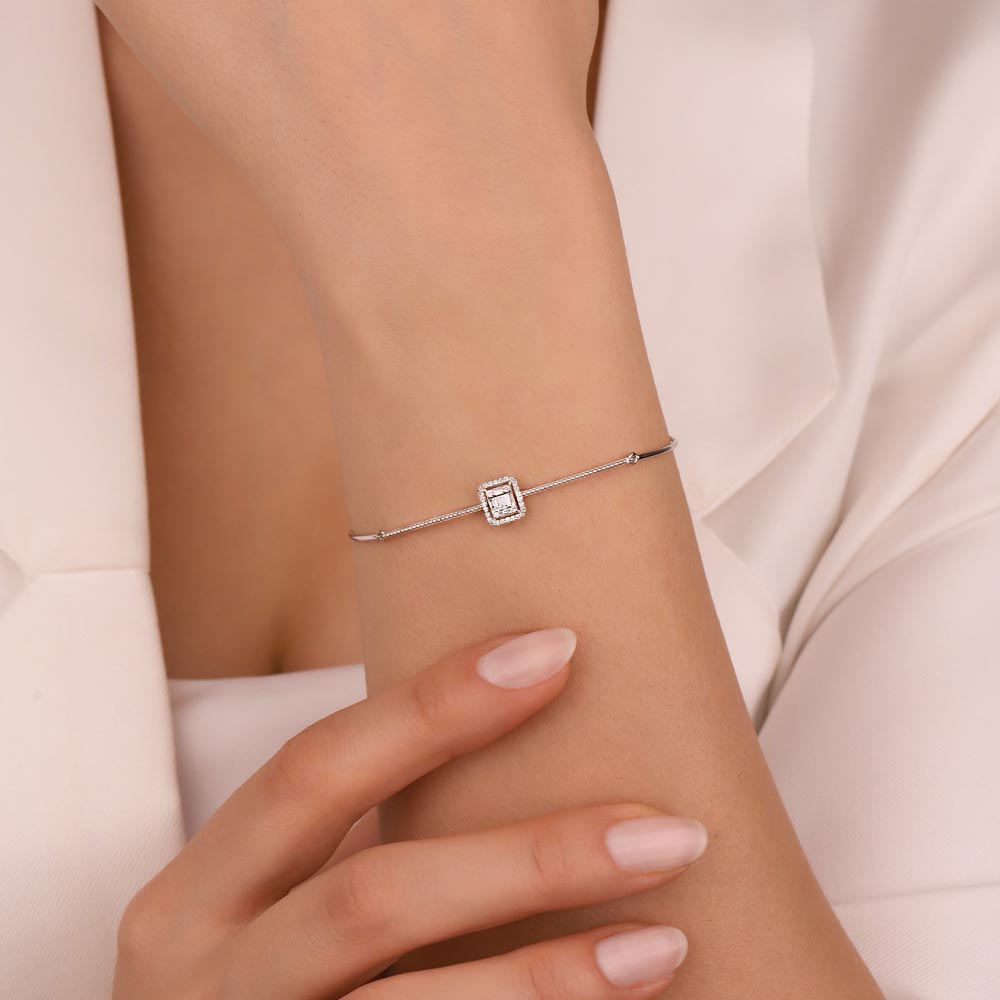Baget Bileklikler 0,15 Karat Laboratuvar Pırlantalı baget Taşlı Bileklik - FP04327