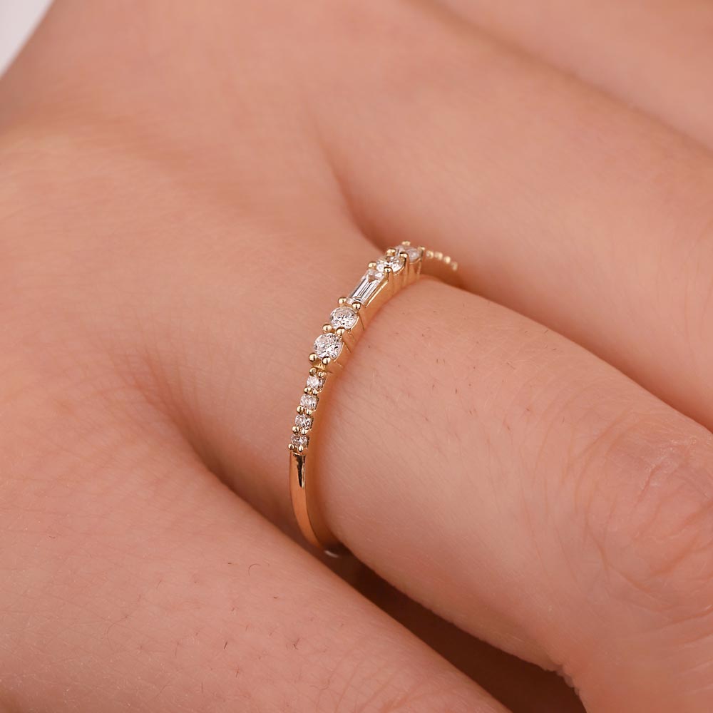 0.17 Karat Pırlanta Özel Tasarım Yarımtur Yüzük