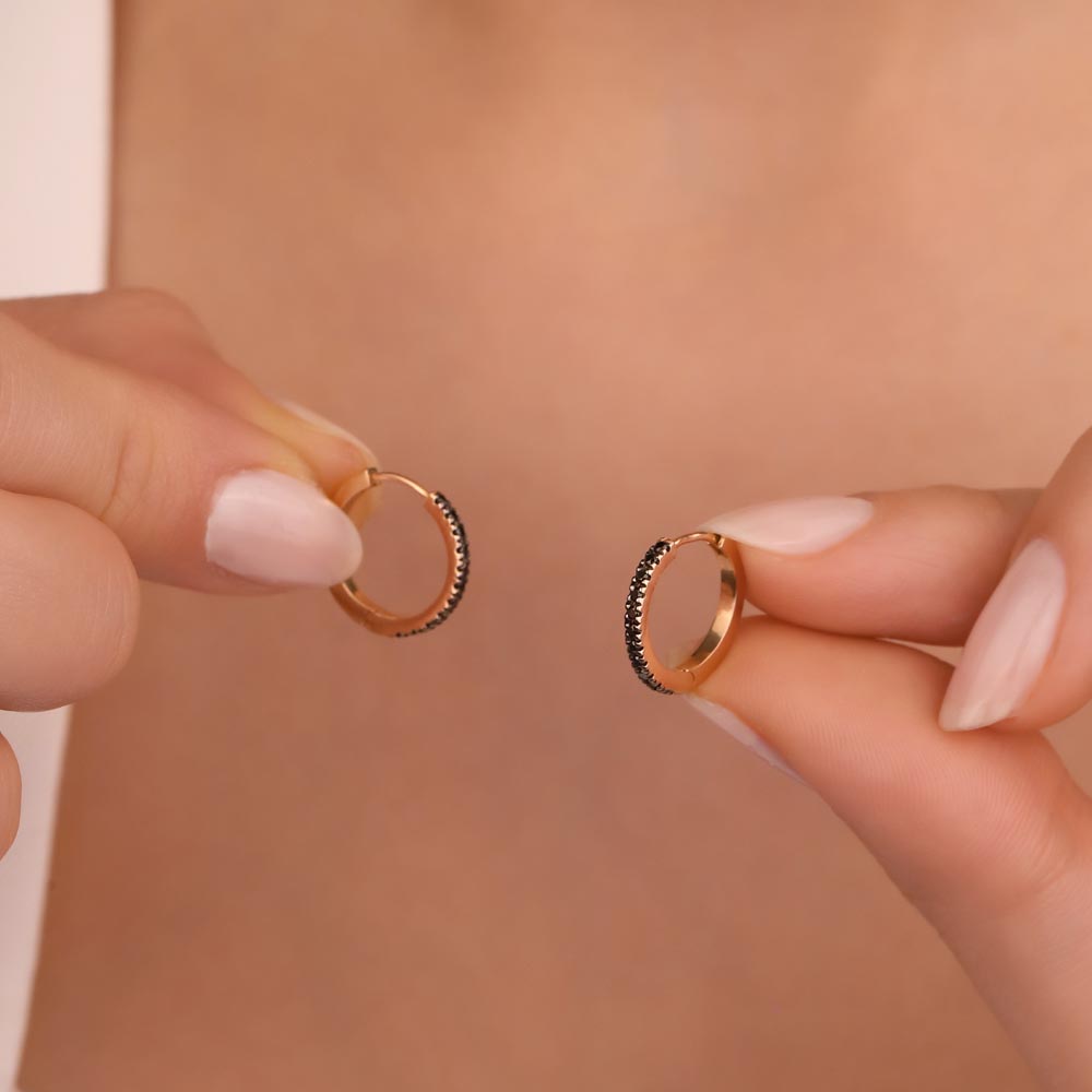 0,18 ct. Siyah Laboratuvar Pırlanta Halka Küpe - FP03166