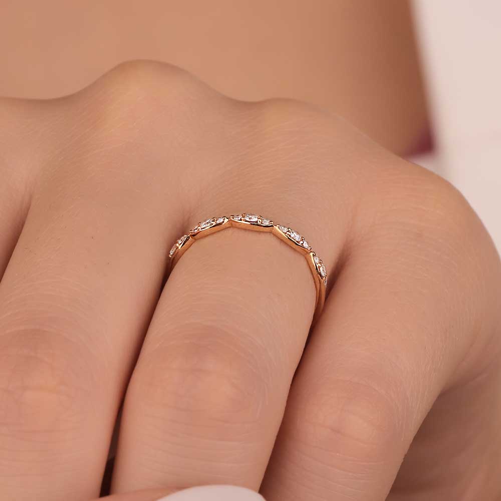 0.19 Karat Lab Pırlanta Vintage Yarımtur Yüzük