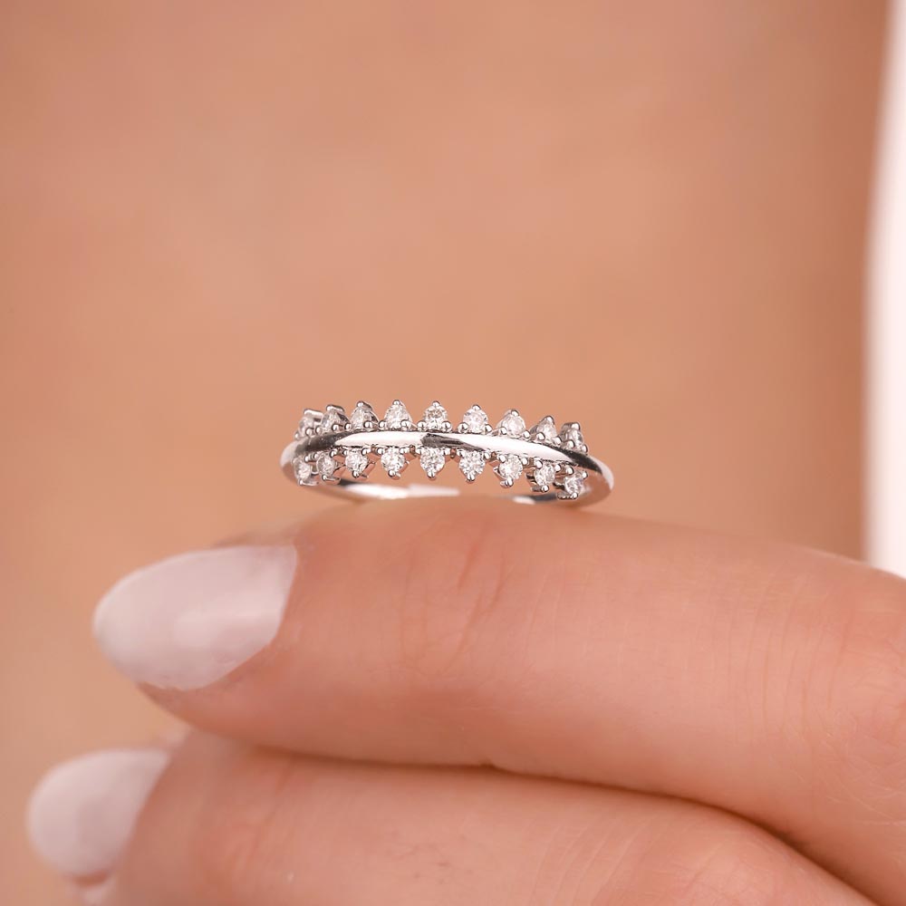 0.21 Karat Özel Tasarım Yarımtur Vintage Pırlanta Yüzük - FP09386