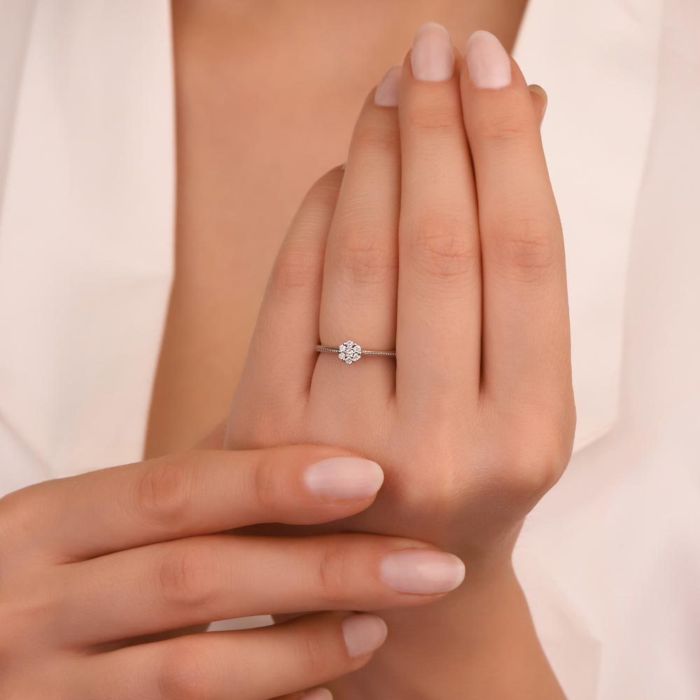 0.23 Karat Kolları Güverseli Coronet Pırlanta Yüzük - FP08453