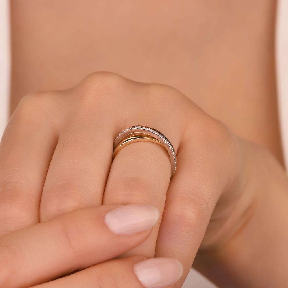 0.23 Karat Pırlanta Özel Tasarım Çift Renk Yarımtur Yüzük - FP04566