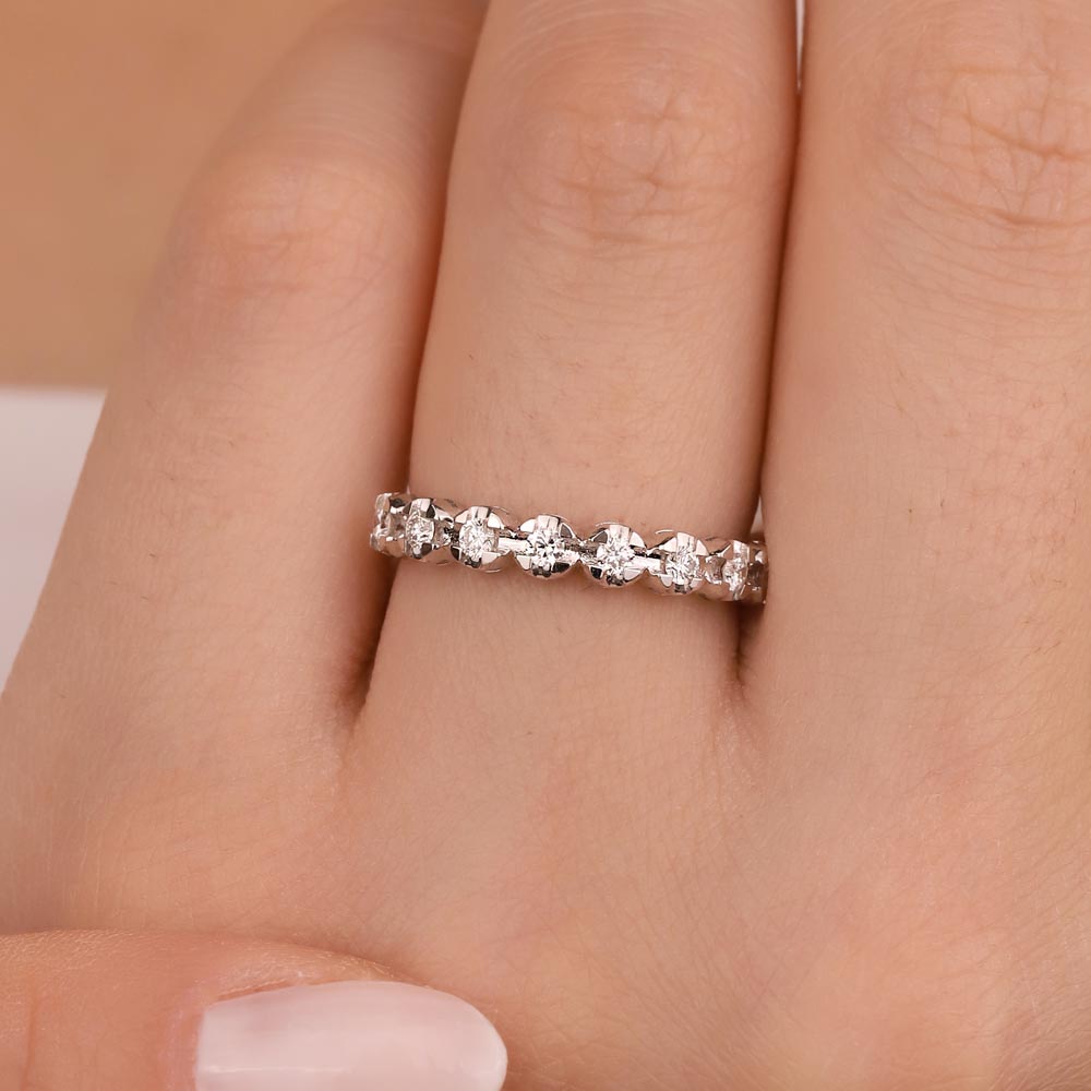 Tamtur Yüzükler 0,25 ct Laboratuvar Pırlanta Taşlı Yarımtur Yüzük - FP03560
