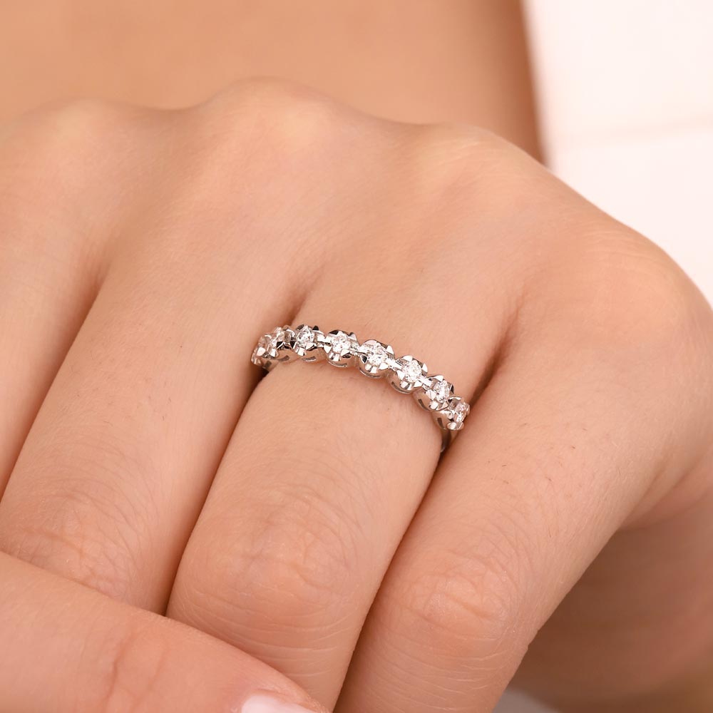 Tamtur Yüzükler 0,25 ct Laboratuvar Pırlanta Taşlı Yarımtur Yüzük - FP03560