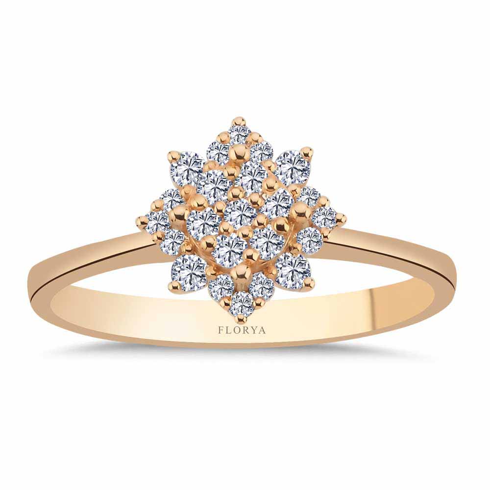 Coronet Yüzükler 0.25 Karat Lotus Tasarım Coronet Pırlanta Yüzük - FP10142
