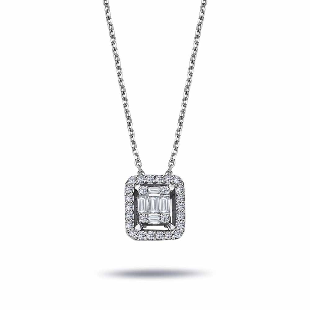 0,25 Karat Pırlanta Taşlı Baget Kolye - LP05154