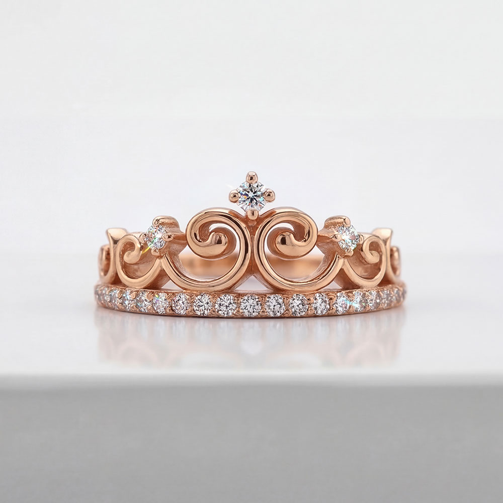 0.27 Karat Kraliçe Taç Özel Tasarım Vintage Pırlanta Yüzük - FP06062