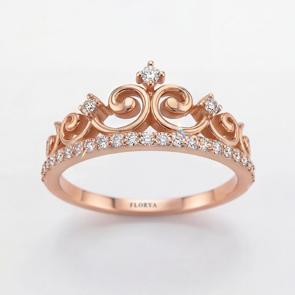 0,27 Karat Pırlanta Kraliçe Taç Vintage Yüzük - FP06062