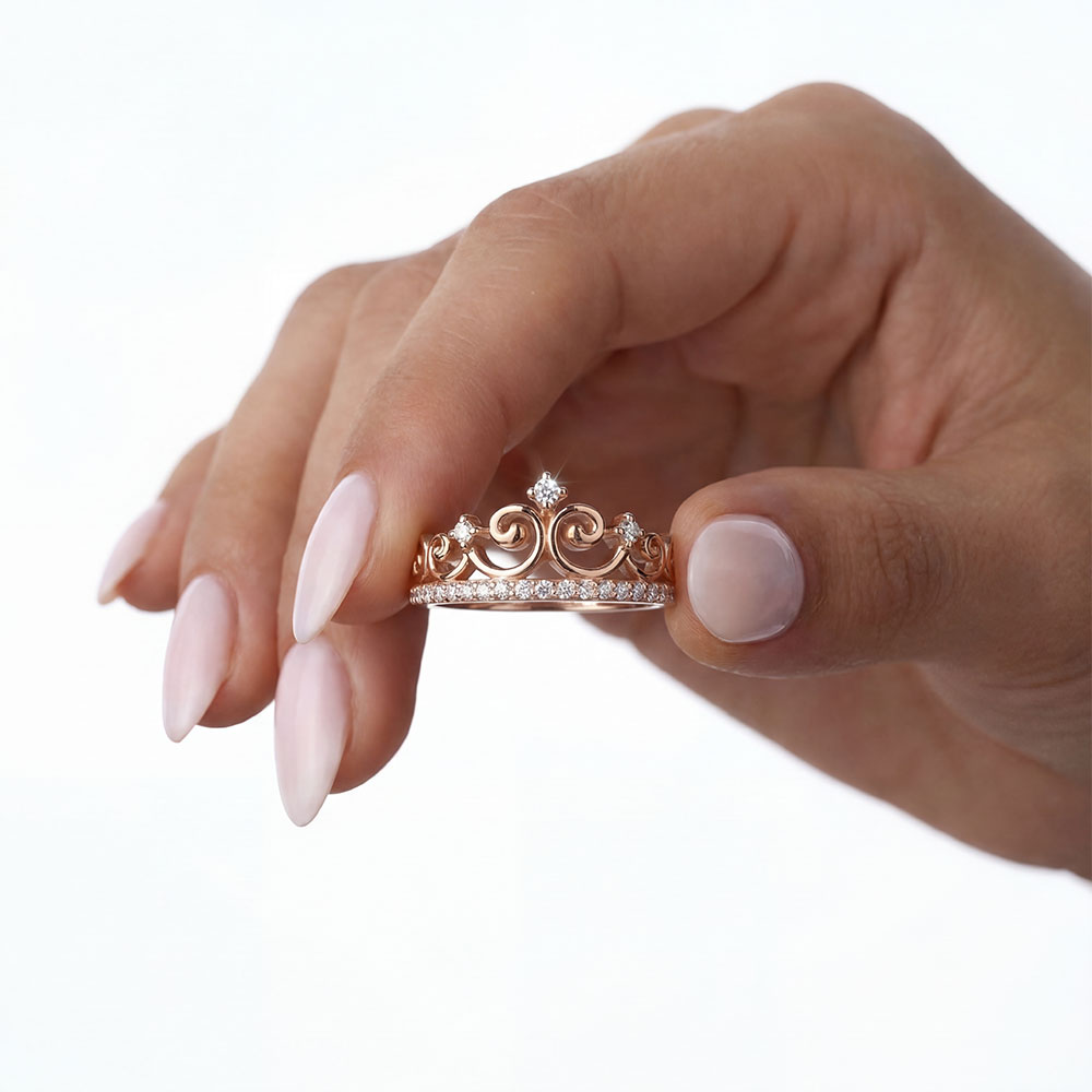 0,27 Karat Pırlanta Kraliçe Taç Vintage Yüzük - FP06062