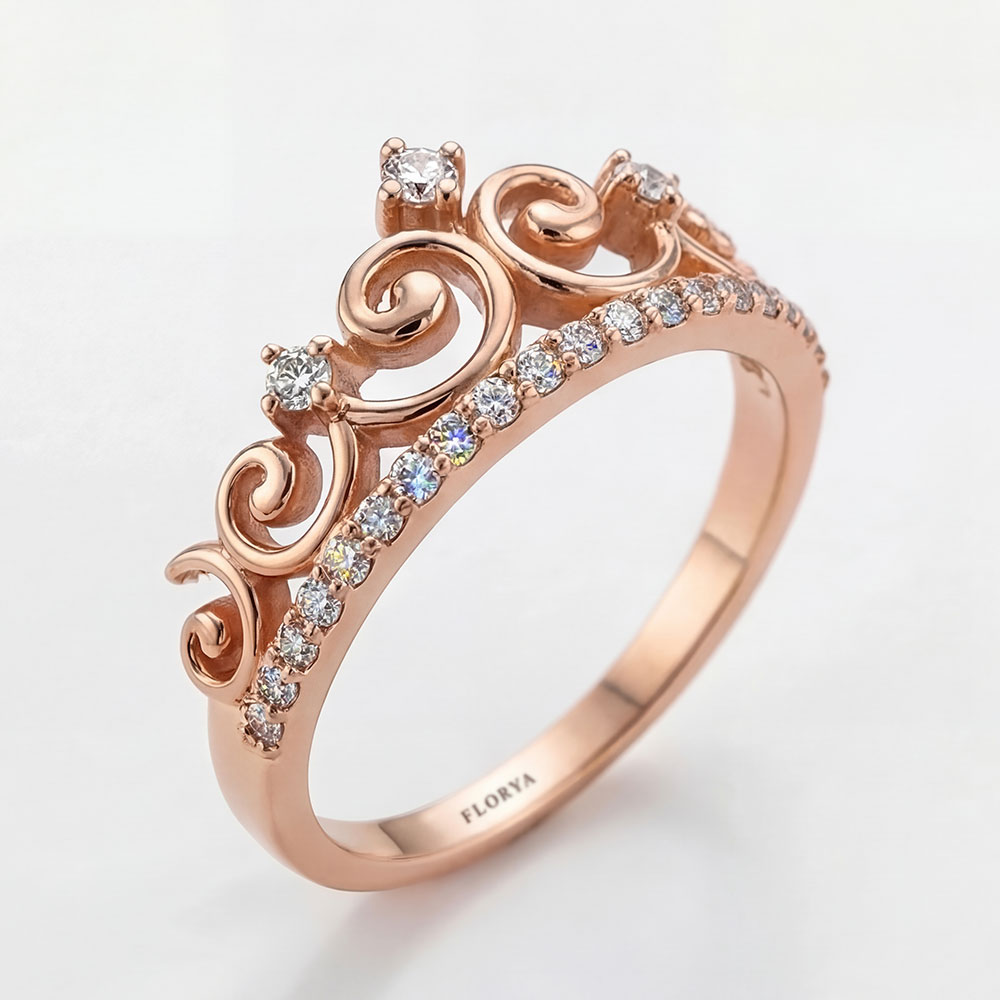 0,27 Karat Pırlanta Kraliçe Taç Vintage Yüzük - FP06062