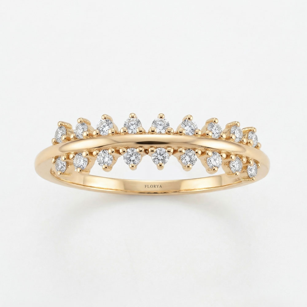 0,27 Karat Pırlanta Özel Tasarım Vintage Yarımtur Yüzük - FP11492