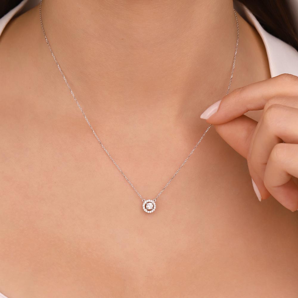 0,3 Karat Lab Pırlanta Halo Tektaş Kolye