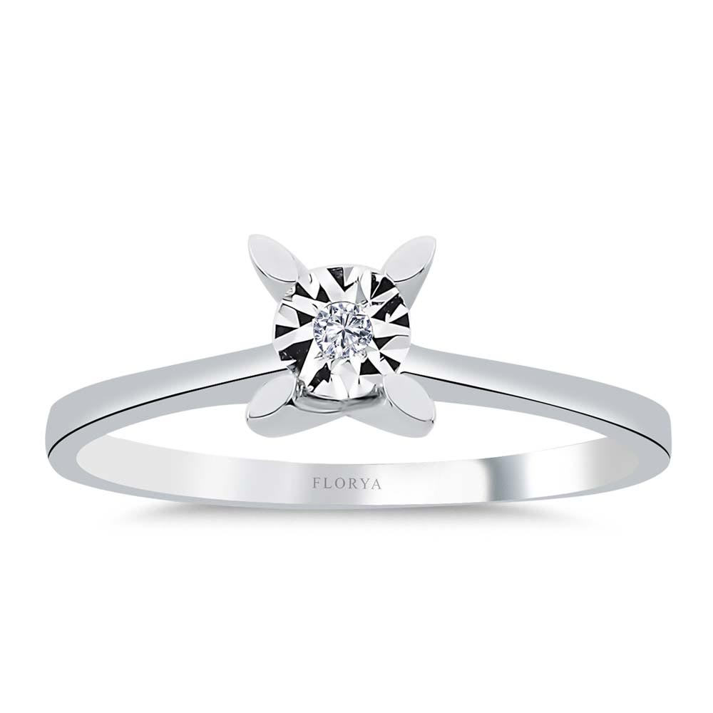 Tektaş Yüzükler 0.30 Karat Görünümlü 0.03 Karat Kalem İşlemeli Laboratuvar Pırlanta Serene Tektaş Yüzük - FP04592