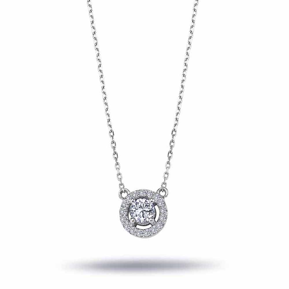 0.30 Karat Halo Tektaş Pırlanta Kolye - FP08732