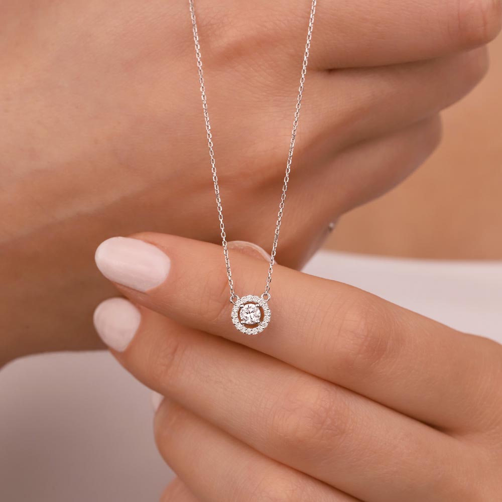 0.30 Karat Halo Tektaş Pırlanta Kolye - FP08732