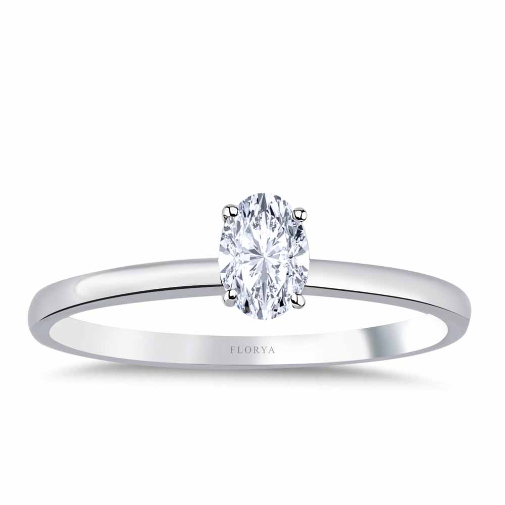 0.30 Karat Laboratuvar Pırlanta Oval Tiffany Tektaş Yüzük - FP04215