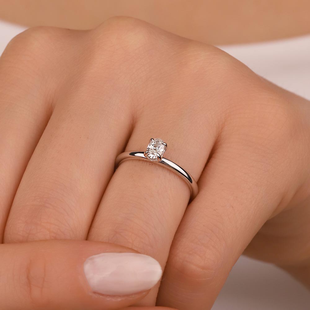0.30 Karat Lab Pırlanta Oval Tiffany Tektaş Yüzük