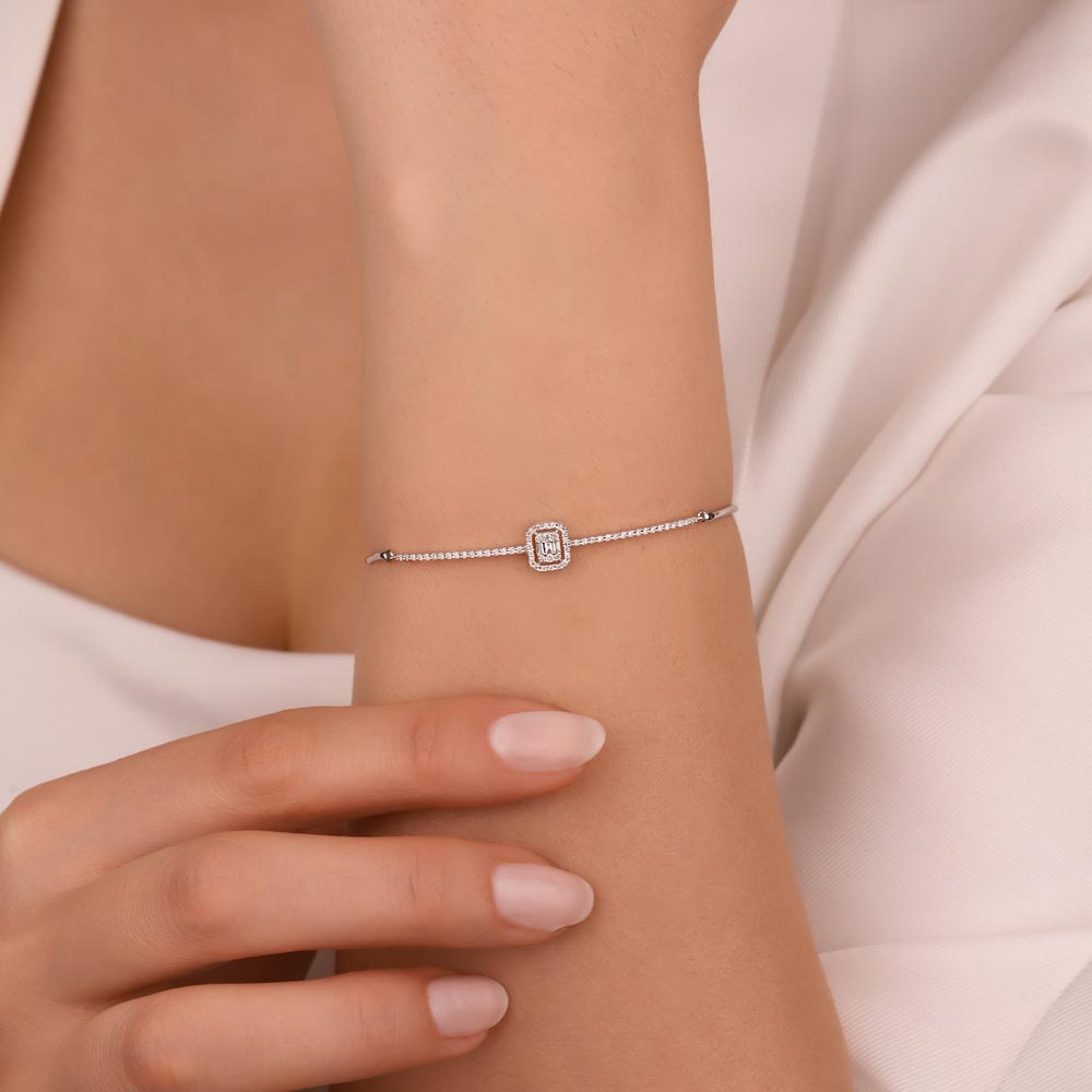 Baget Bileklikler 0,30 Karat Laboratuvar Pırlantalı Baget Taşlı Bileklik - FP03256