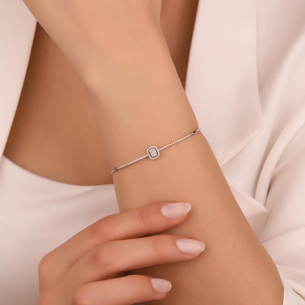 0,30 Karat Lab Pırlantalı Baget Taşlı Bileklik