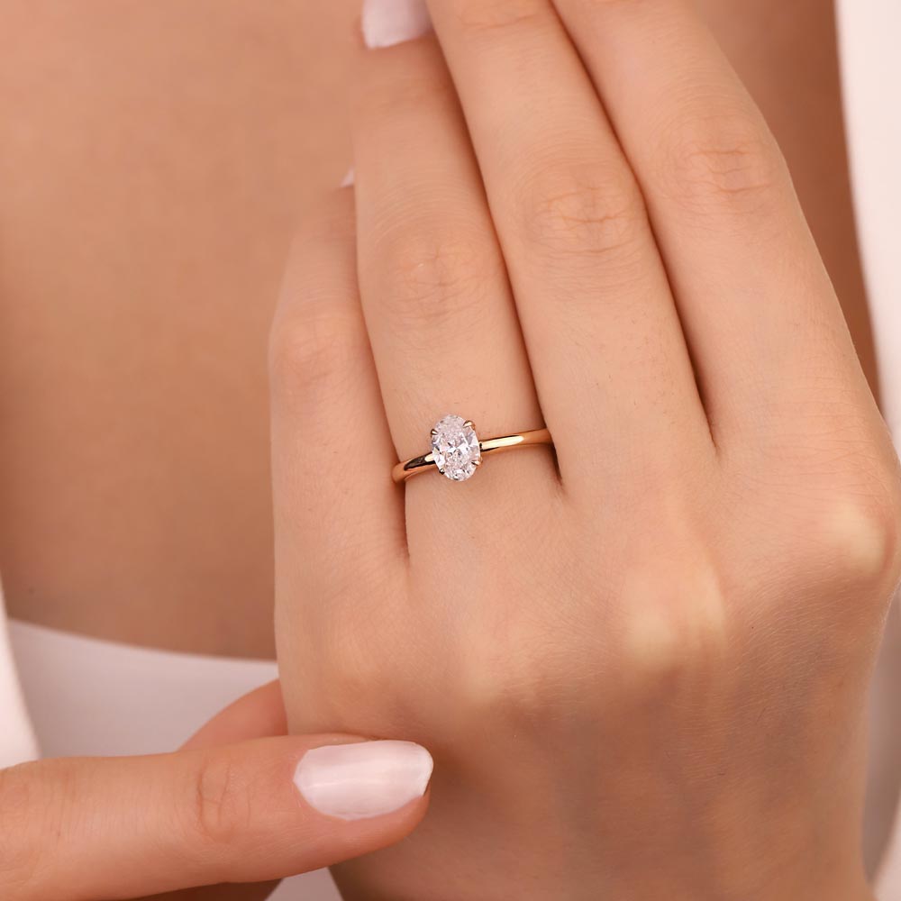 0,30 Karat Lab Pırlantalı Tiffany Oval Tektaş Yüzük