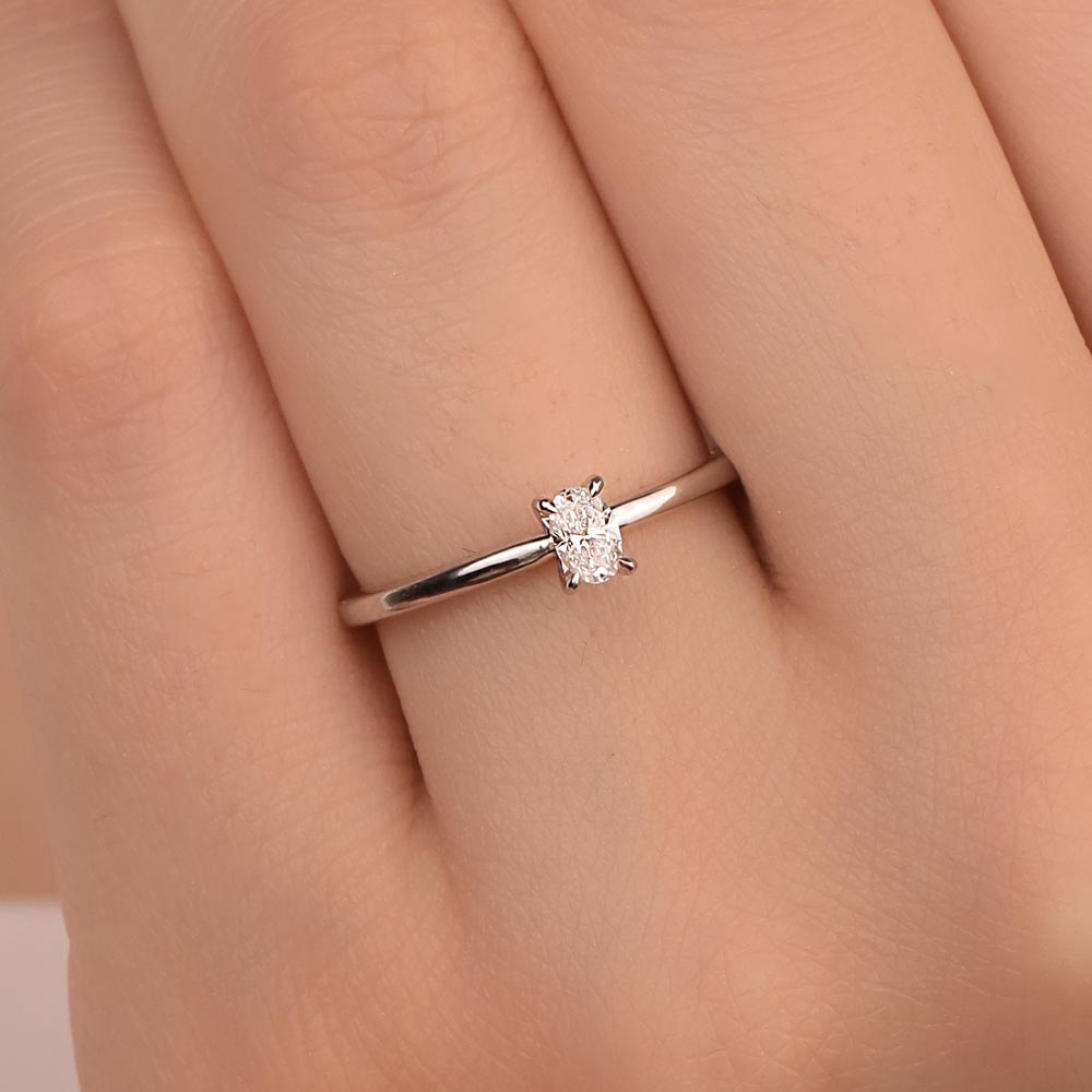 Tektaş Yüzükler 0,30 Karat Oval Kesim Laboratuvar Pırlanta Tiffany Forever Tektaş Yüzük - FP13178