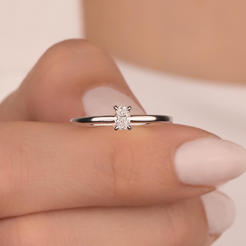Tektaş Yüzükler 0,30 Karat Oval Kesim Laboratuvar Pırlanta Tiffany Forever Tektaş Yüzük - FP13178