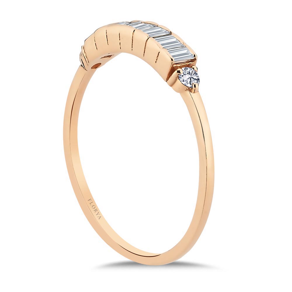 Tamtur Yüzükler 0,32 Karat Laboratuvar Pırlanta Özel Tasarım Baget Yarımtur Yüzük - FP01923