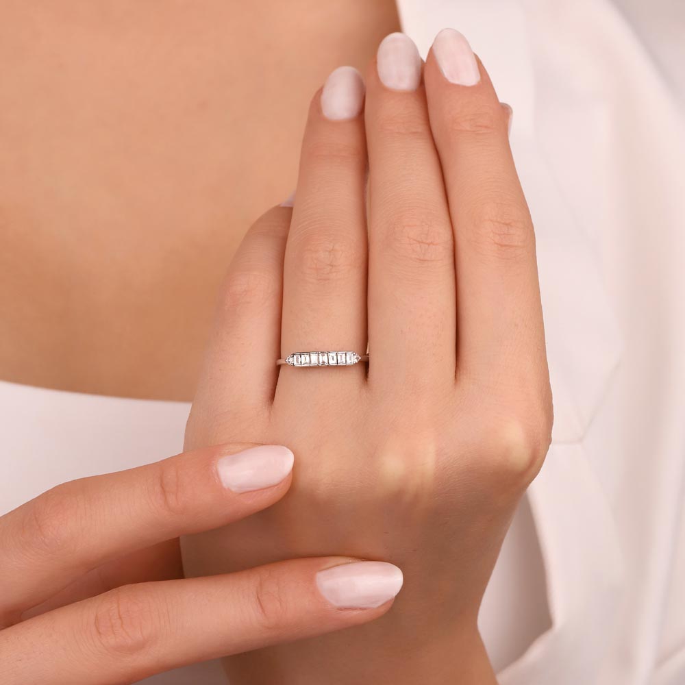 0,32 Karat Pırlanta Özel Tasarım Baget Yarımtur Yüzük - FP01923