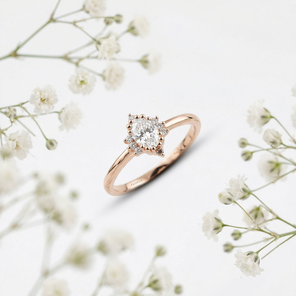 0.35 Karat Oval Kesim Vintage Pırlanta Yüzük - FP10272