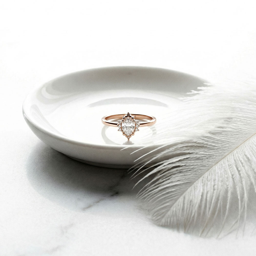 0,35 Karat Vintage Oval Kesim Pırlanta Yüzük - FP10272