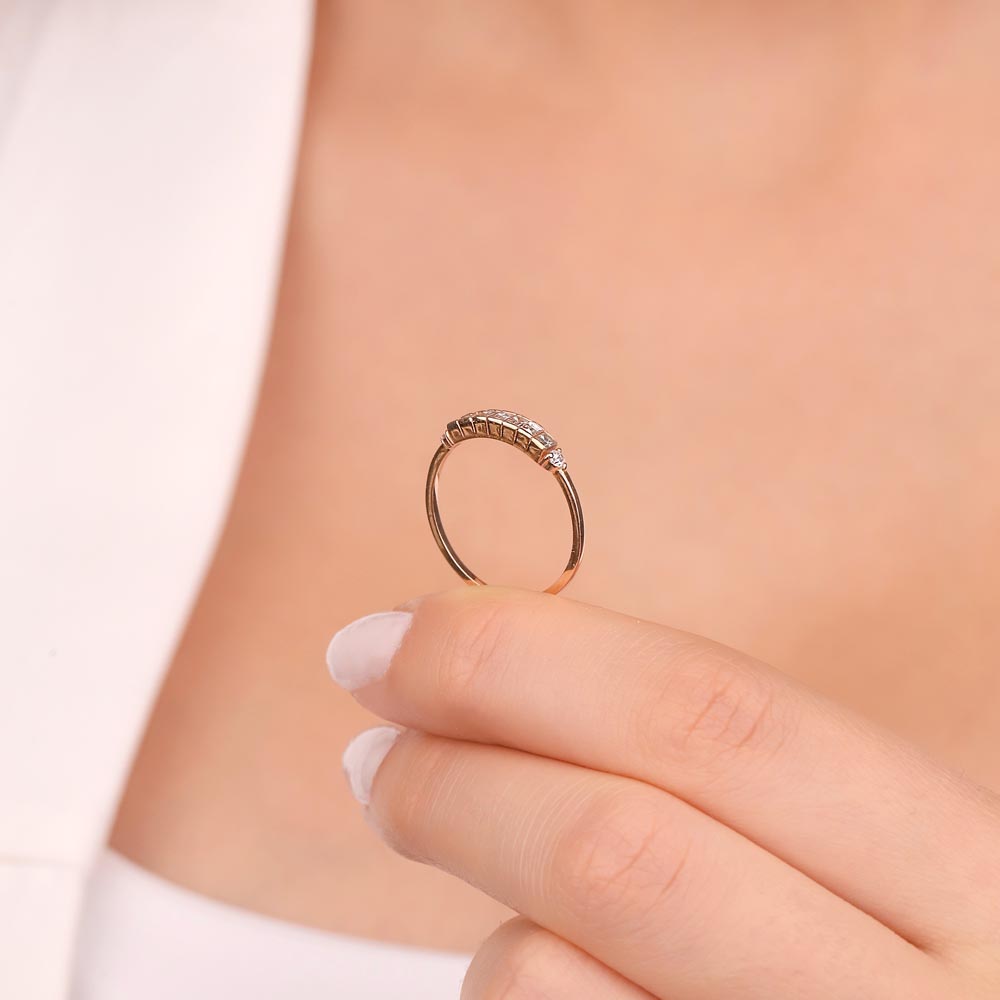 0.36 Karat Pırlanta Özel Tasarım Vintage Yarımtur Pırlanta Yüzük - FP01922