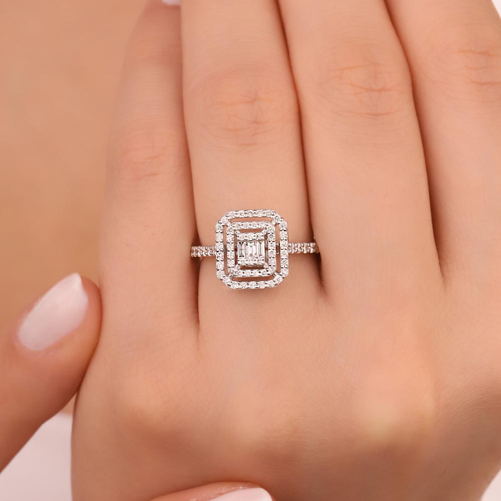 0.40 Karat Laboratuvar Pırlanta Baget Yüzük - FP11846