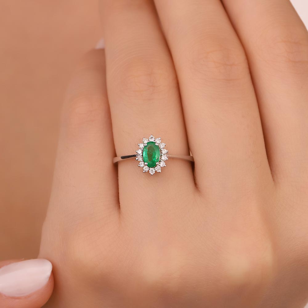 0,40 Karat Lab Pırlanta Oval Kesim Zümrüt Yüzük