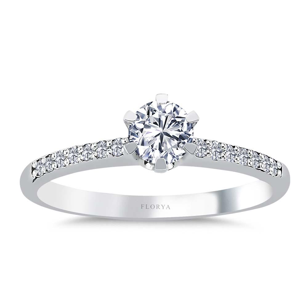 Tektaş Yüzükler 0,40 Karat Laboratuvar Pırlanta Tiffany Kolları Taşlı Tektaş Yüzük - FP10697