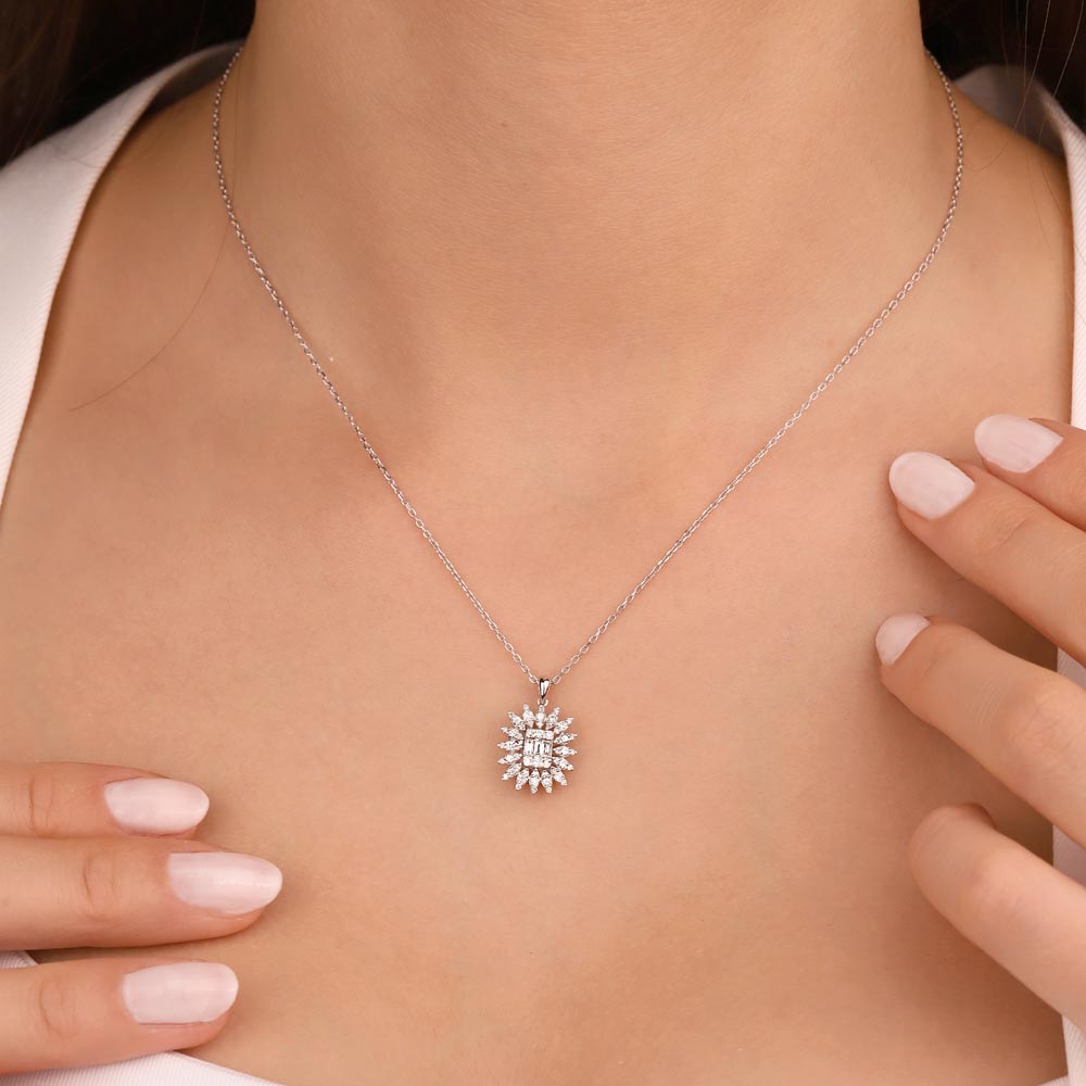 0,40 Karat Laboratuvar Pırlantalı Baget Taşlı Kolye - FP02606