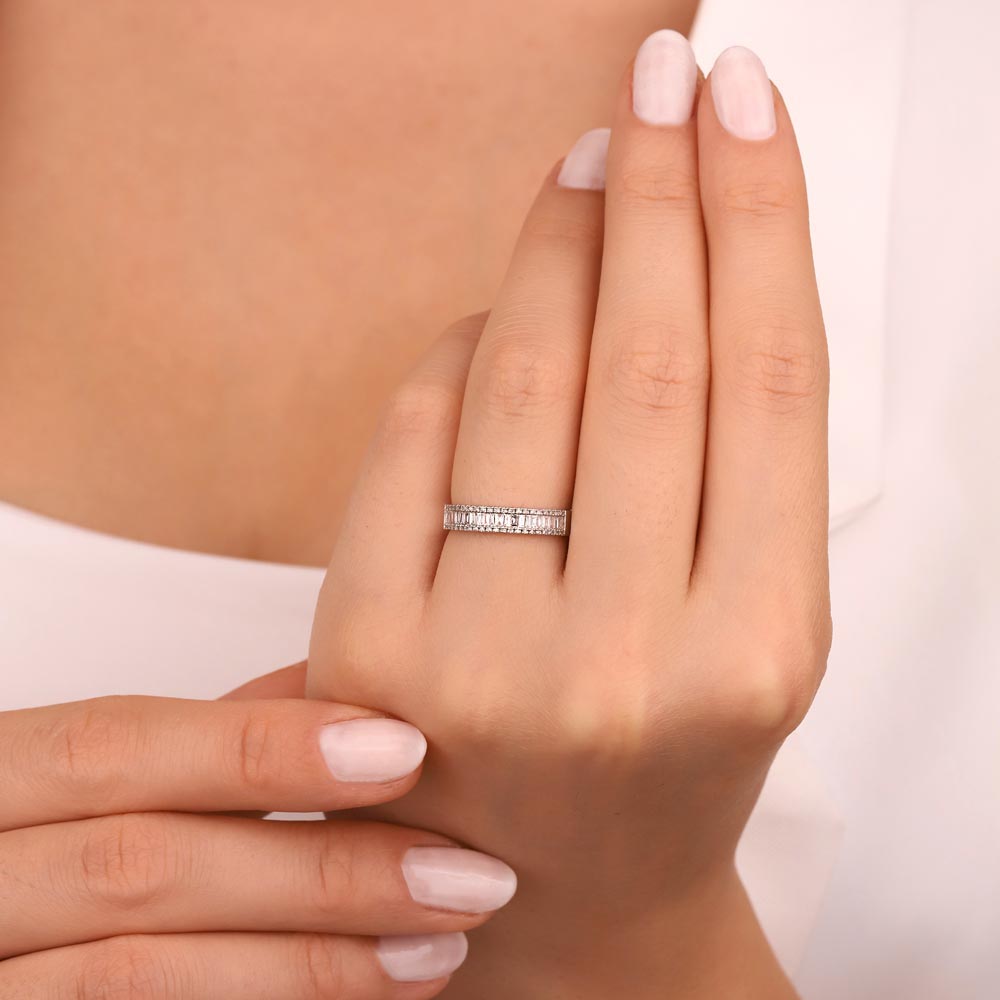 Baget Yüzükler 0.40 Karat Özel Tasarım Baget Yarımtur Pırlanta Yüzük