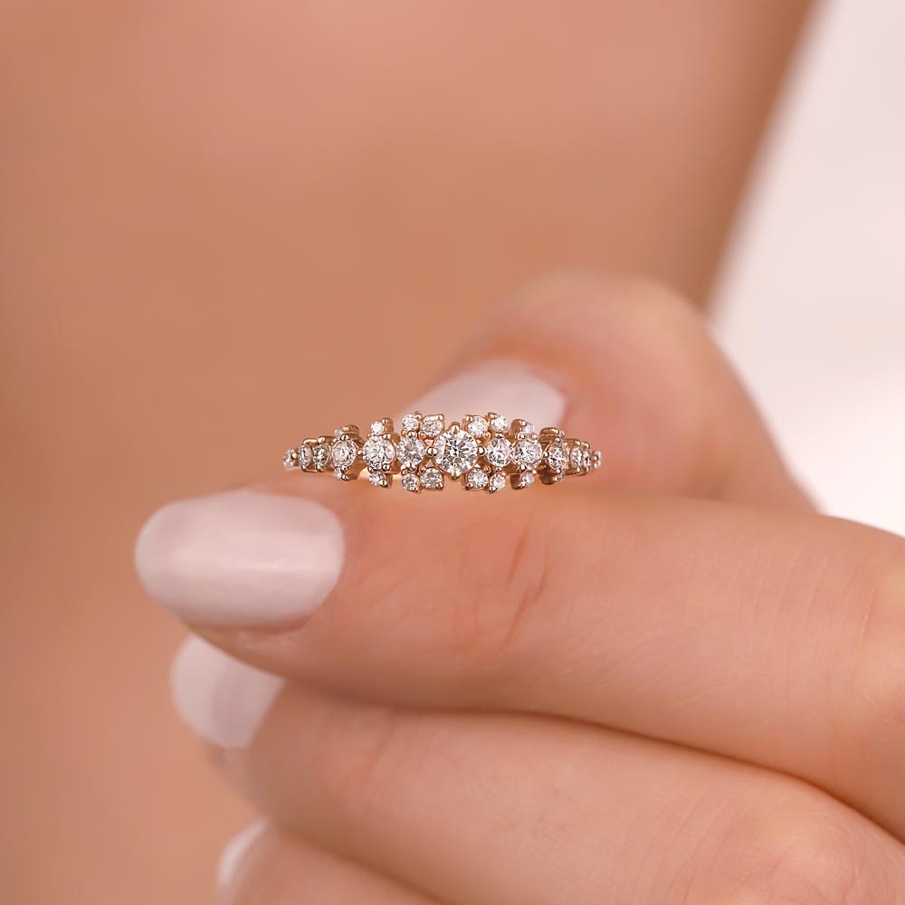 0.40 Karat Özel Tasarım Yarımtur Vintage Pırlanta Yüzük