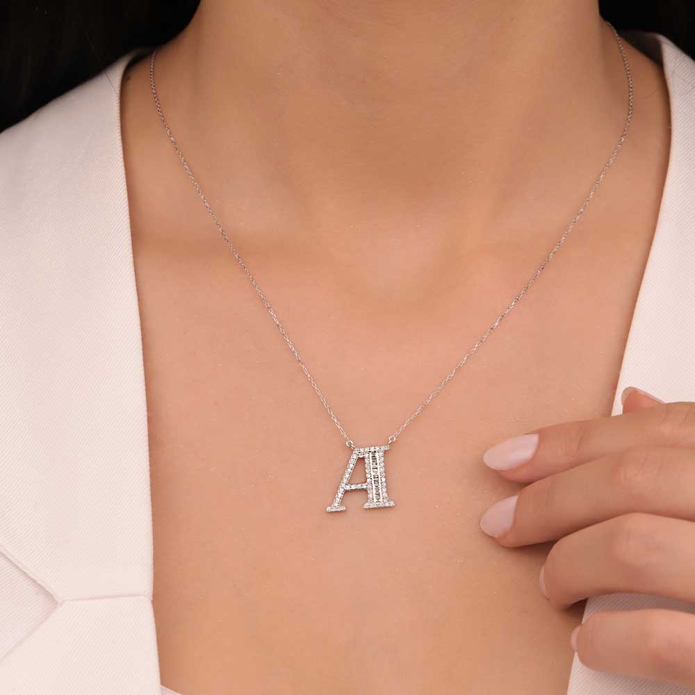 Harfli Kolyeler 0.41 Karat Özel Tasarım A Harfi Pırlanta Kolye - FP09997
